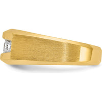 14K Yellow Gold Men's Polished and Satin 5-Stone Ring with Diamonds - Total Diamond Weight 1.0 Carats by IBGoodman