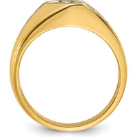 14K Yellow Gold Men's Polished and Satin Band Ring by IBGoodman