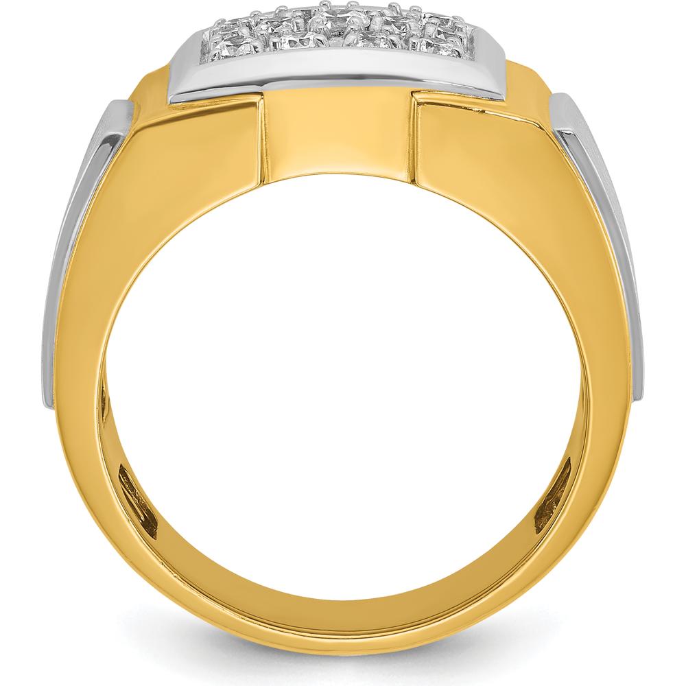 14K Yellow Gold Men's Polished and Satin Diamond Cluster Ring with 1/2 Carat AA Quality Diamonds by IBGoodman