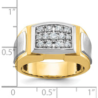14K Yellow Gold Men's Polished and Satin Diamond Cluster Ring with 1/2 Carat AA Quality Diamonds by IBGoodman