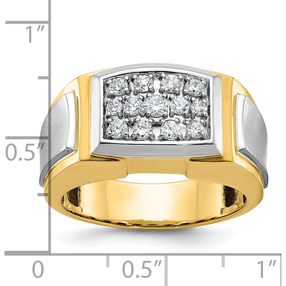 14K Yellow Gold Men's Polished and Satin Diamond Cluster Ring with 1/2 Carat AA Quality Diamonds by IBGoodman