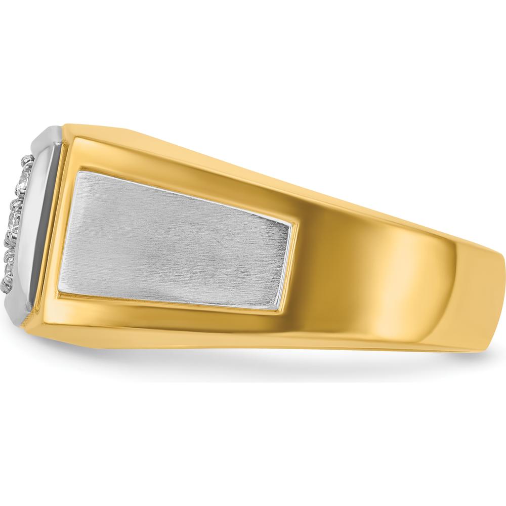 14K Yellow Gold Men's Polished and Satin Diamond Cluster Ring with 1/2 Carat AA Quality Diamonds by IBGoodman