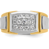 14K Yellow Gold Men's Polished and Satin Diamond Cluster Ring with 1/2 Carat AA Quality Diamonds by IBGoodman