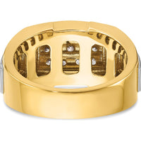 14K Yellow Gold Men's Polished and Satin Diamond Cluster Ring with 1/2 Carat AA Quality Diamonds by IBGoodman