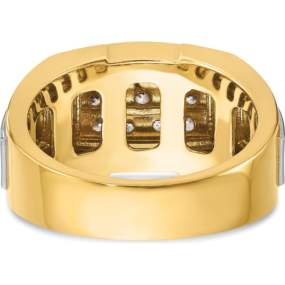 14K Yellow Gold Men's Polished and Satin Diamond Cluster Ring with 1/2 Carat AA Quality Diamonds by IBGoodman
