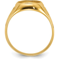 14K Yellow Gold Men's Polished and Textured Masonic Ring Mounting - 12.00 x 10.00 mm Oval Stone Size by IBGoodman