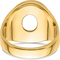14K Yellow Gold Men's Polished and Textured Masonic Ring Mounting for 12x10mm Oval Center Stone by IBGoodman
