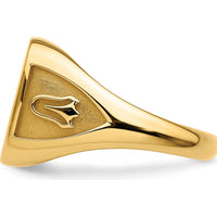 14K Yellow Gold Men's Polished and Textured Masonic Ring Mounting for 14x12mm Gemstone by Monteluci Fine Jewelry