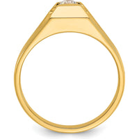 14K Yellow Gold Men's Polished Band Ring with 0.25 Carat Round Diamond by IBGoodman