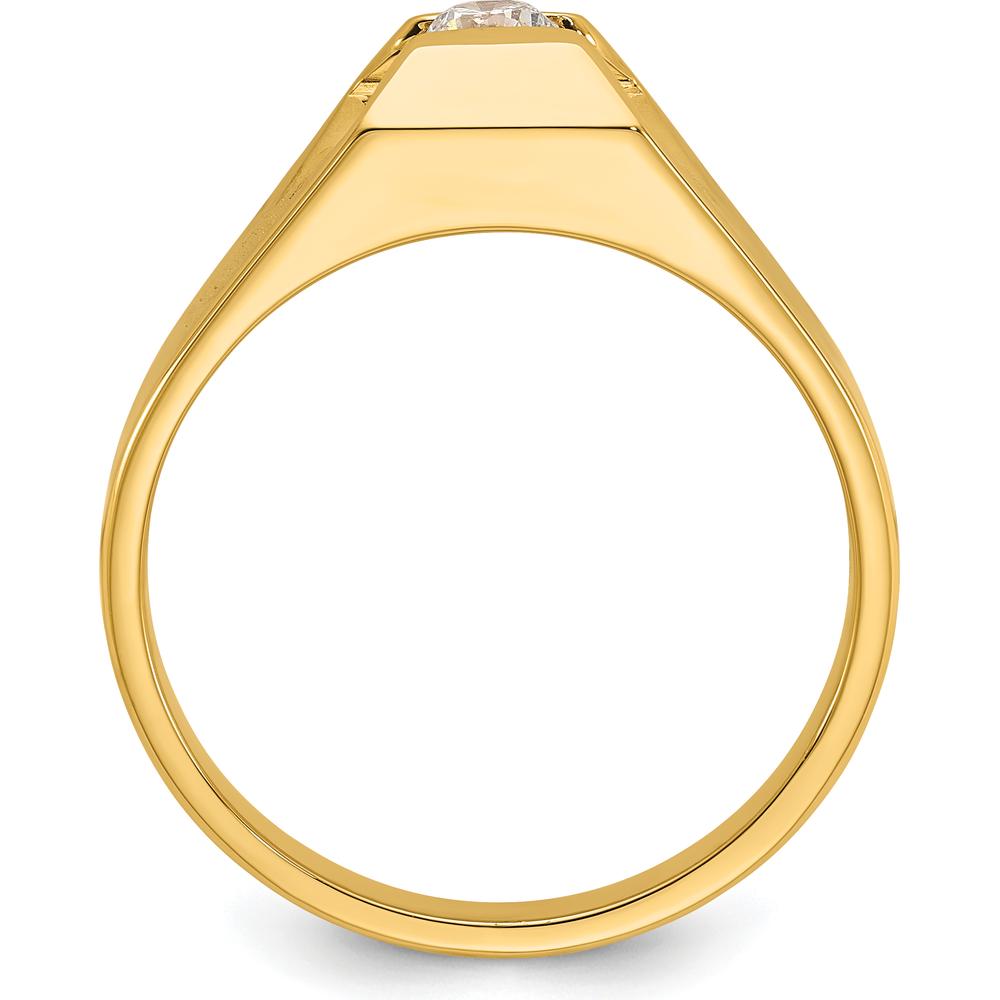 14K Yellow Gold Men's Polished Band Ring with 0.25 Carat Round Diamond by IBGoodman