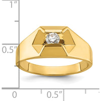 14K Yellow Gold Men's Polished Band Ring with 0.25 Carat Round Diamond by IBGoodman