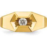 14K Yellow Gold Men's Polished Band Ring with 0.25 Carat Round Diamond by IBGoodman
