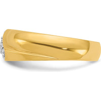 14K Yellow Gold Men's Polished Curved Bypass Ring with 4 Round Diamonds - 0.32 Carats Total Diamond Weight by IBGoodman