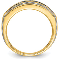 14K Yellow Gold Men's Polished Diamond Ring with Milgrain Accents - 1 Carat Total Diamond Weight by IBGoodman