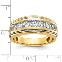 14K Yellow Gold Men's Polished Diamond Ring with Milgrain Accents - 1 Carat Total Diamond Weight by IBGoodman