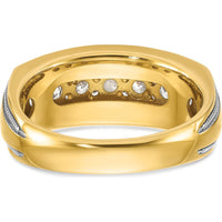 14K Yellow Gold Men's Polished Diamond Ring with Milgrain Accents - 1 Carat Total Diamond Weight by IBGoodman