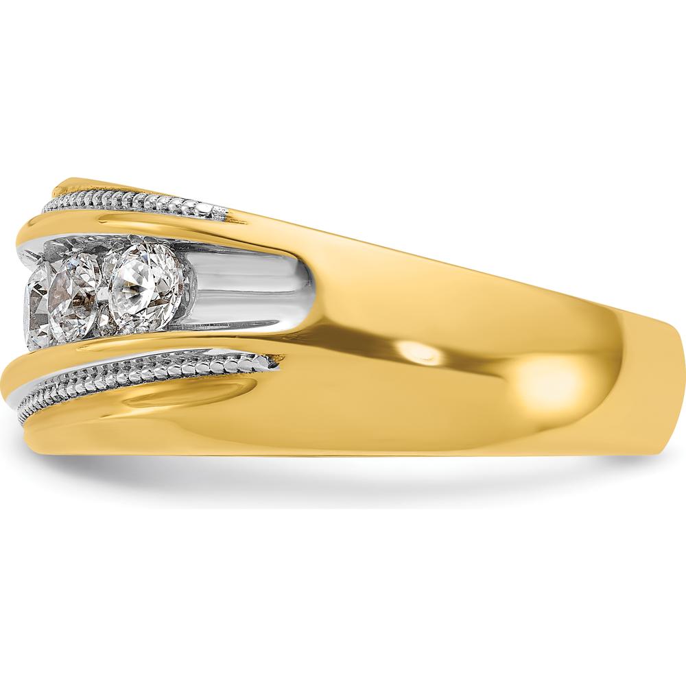 14K Yellow Gold Men's Polished Diamond Ring with Milgrain Detail - 1 Carat AA Quality Diamond Total Weight by IBGoodman