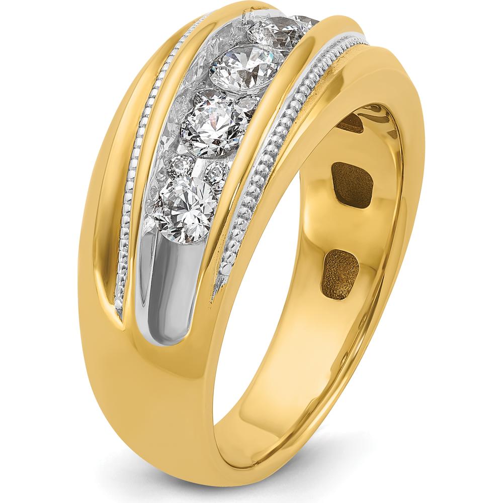 14K Yellow Gold Men's Polished Diamond Ring with Milgrain Detail - 1 Carat AA Quality Diamond Total Weight by IBGoodman