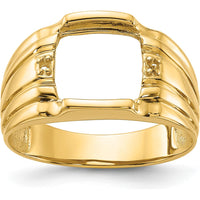 14K Yellow Gold Men's Polished Geometric Mounting Ring by Monteluci Fine Jewelry