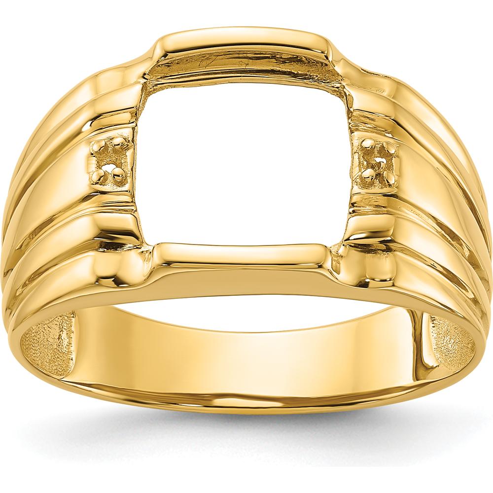 14K Yellow Gold Men's Polished Geometric Mounting Ring by Monteluci Fine Jewelry