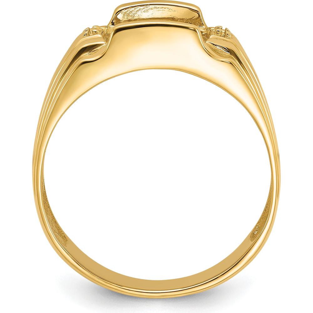 14K Yellow Gold Men's Polished Geometric Mounting Ring by Monteluci Fine Jewelry