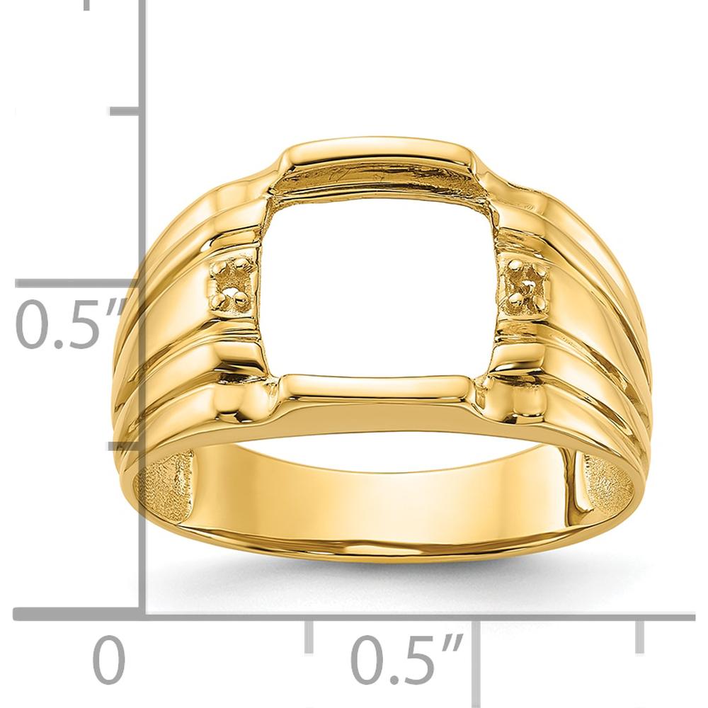 14K Yellow Gold Men's Polished Geometric Mounting Ring by Monteluci Fine Jewelry