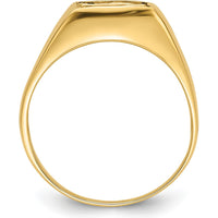 14K Yellow Gold Men's Polished Grooved Masonic Ring Mounting for 12x10mm Rectangular Stone by IBGoodman