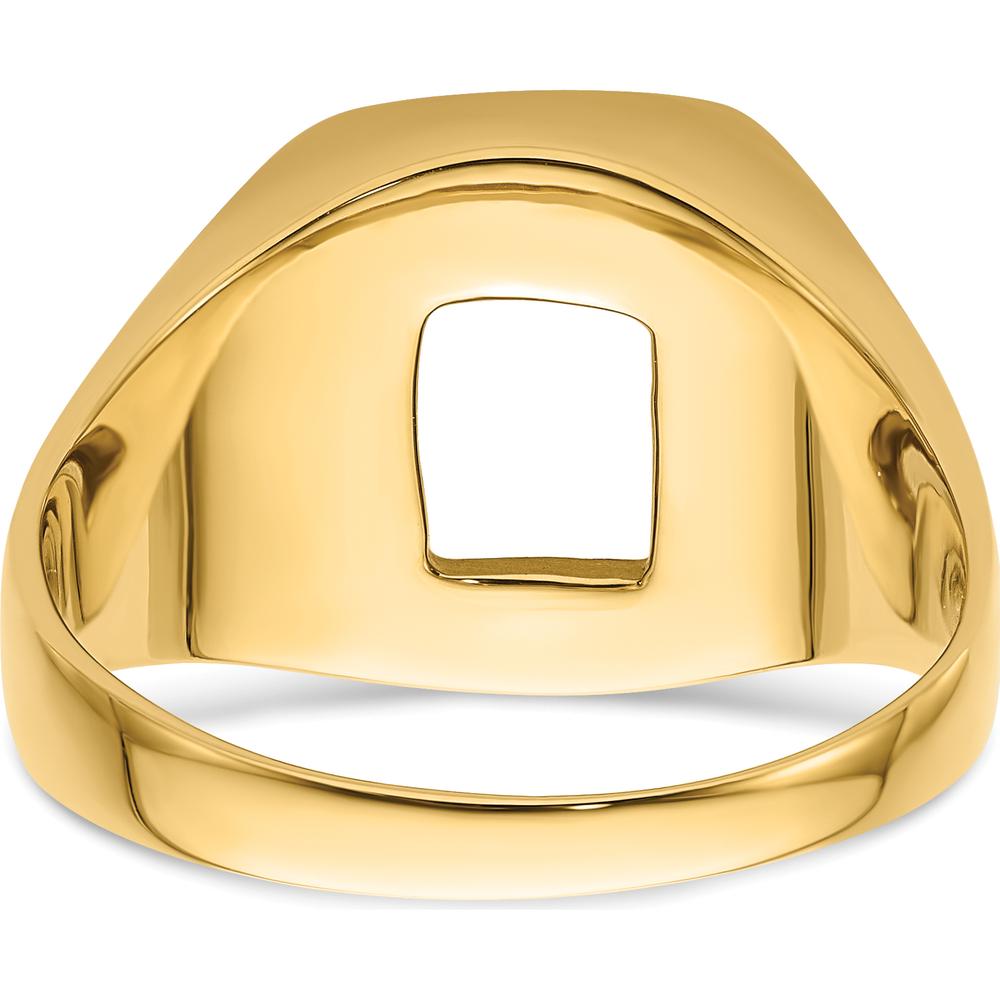 14K Yellow Gold Men's Polished Grooved Masonic Ring Mounting for 12x10mm Rectangular Stone by IBGoodman