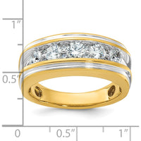 14K Yellow Gold Men's Polished Grooved Ring with Contemporary Design by IBGoodman