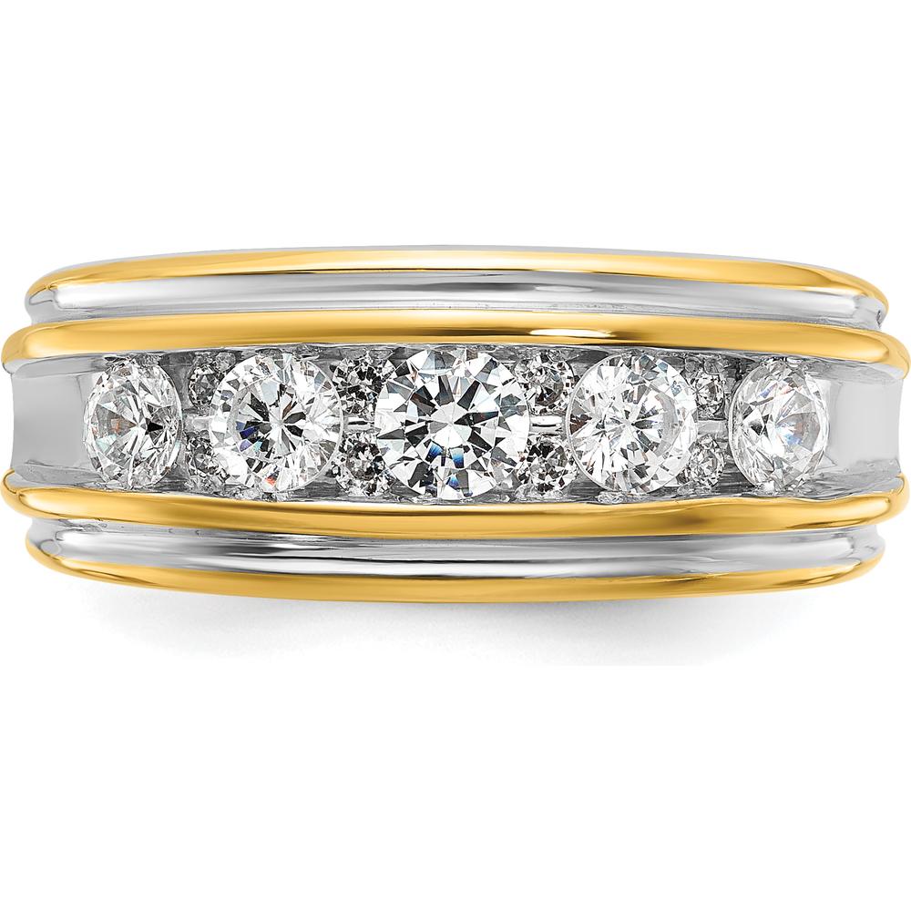 14K Yellow Gold Men's Polished Grooved Ring with Contemporary Design by IBGoodman