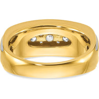 14K Yellow Gold Men's Polished Grooved Ring with Contemporary Design by IBGoodman