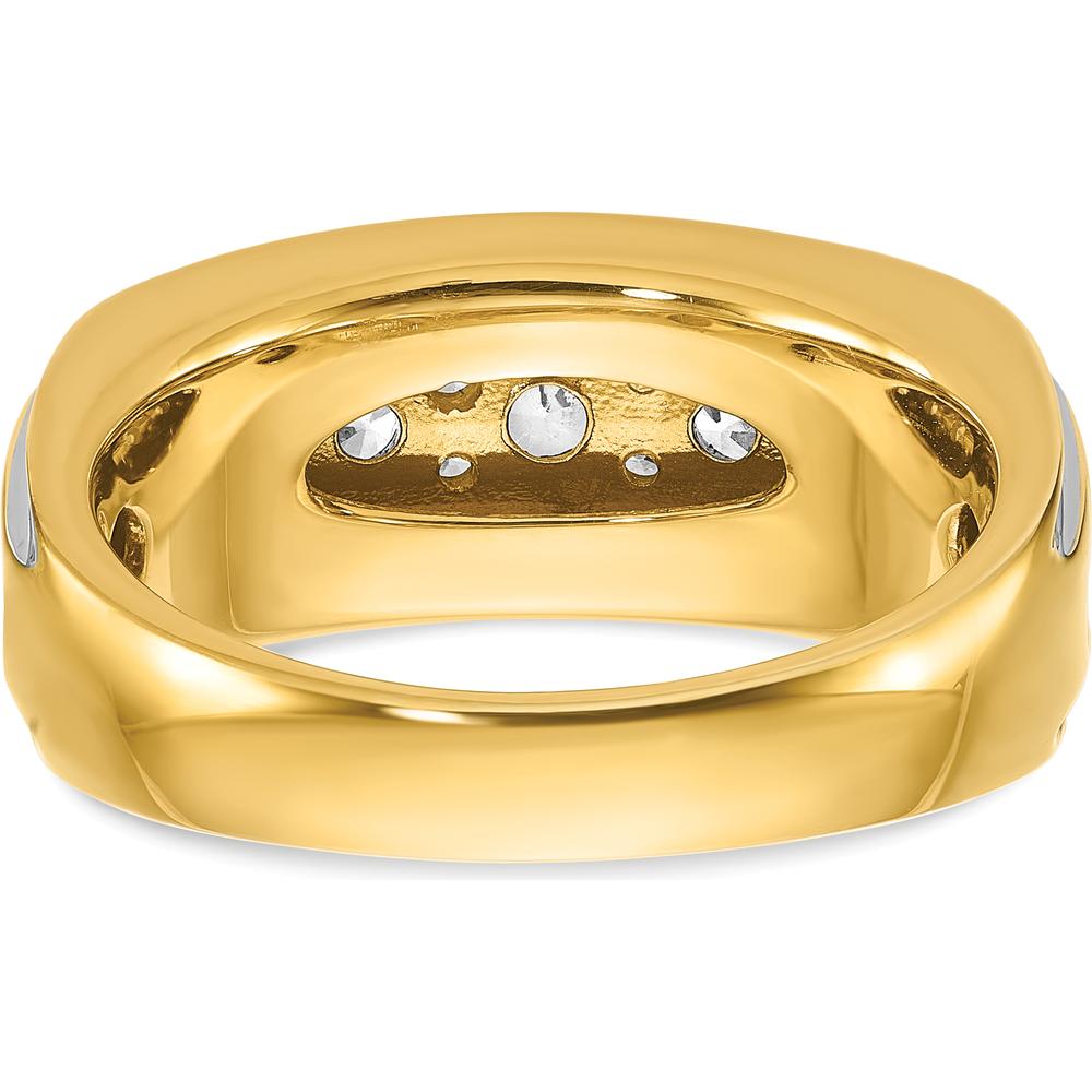 14K Yellow Gold Men's Polished Grooved Ring with Contemporary Design by IBGoodman