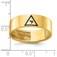14K Yellow Gold Men's Polished Masonic Ring with Black Enamel - 6.9mm Band Width by IBGoodman