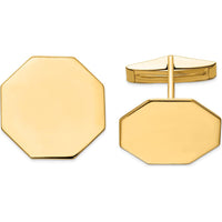 14K Yellow Gold Men's Polished Octagonal Cuff Links by Oro Pregiato