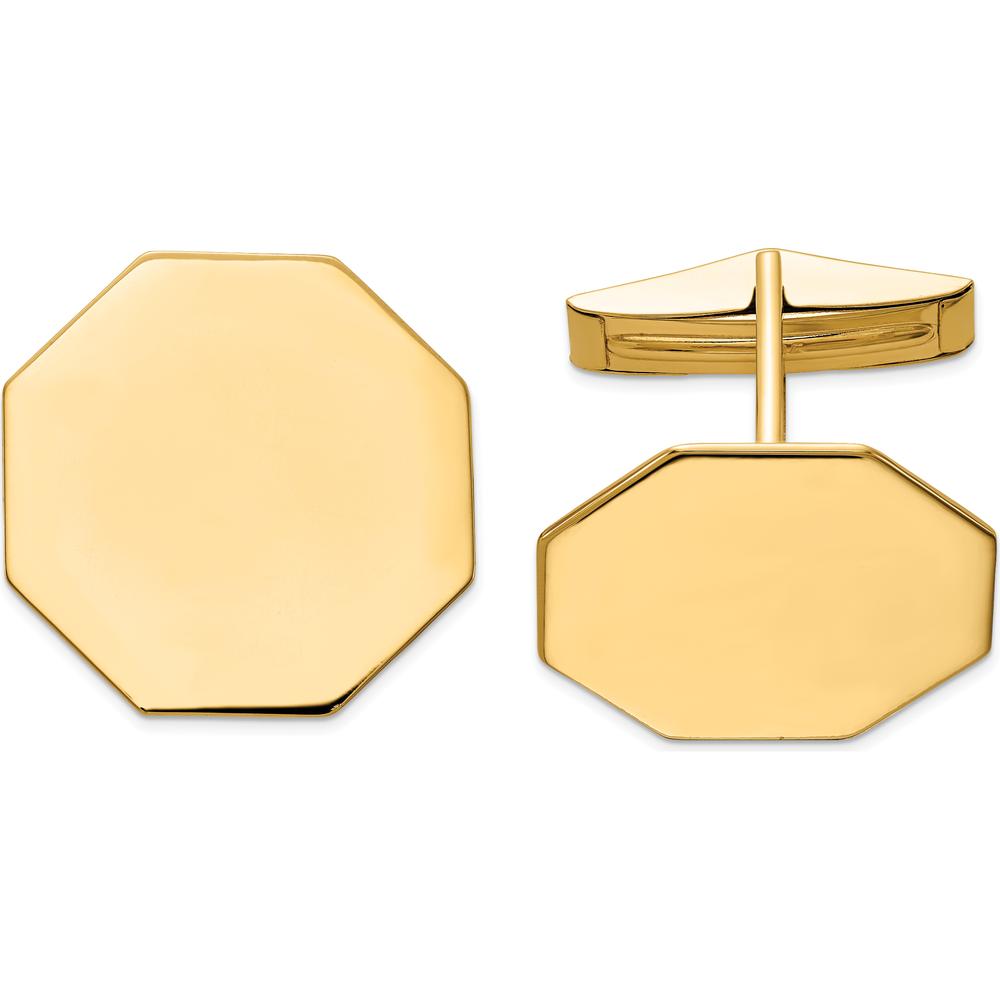 14K Yellow Gold Men's Polished Octagonal Cuff Links by Oro Pregiato