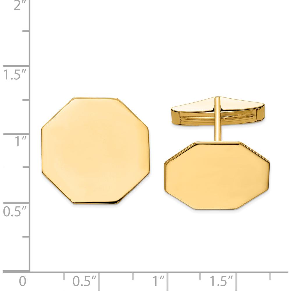 14K Yellow Gold Men's Polished Octagonal Cuff Links by Oro Pregiato