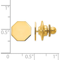 14K Yellow Gold Men's Polished Octagonal Tie Tac - Engravable Solid Design by 0