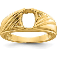14K Yellow Gold Men's Polished Oval Mounting Ring for Onyx or Diamond Center Stone by Monteluci Fine Jewelry