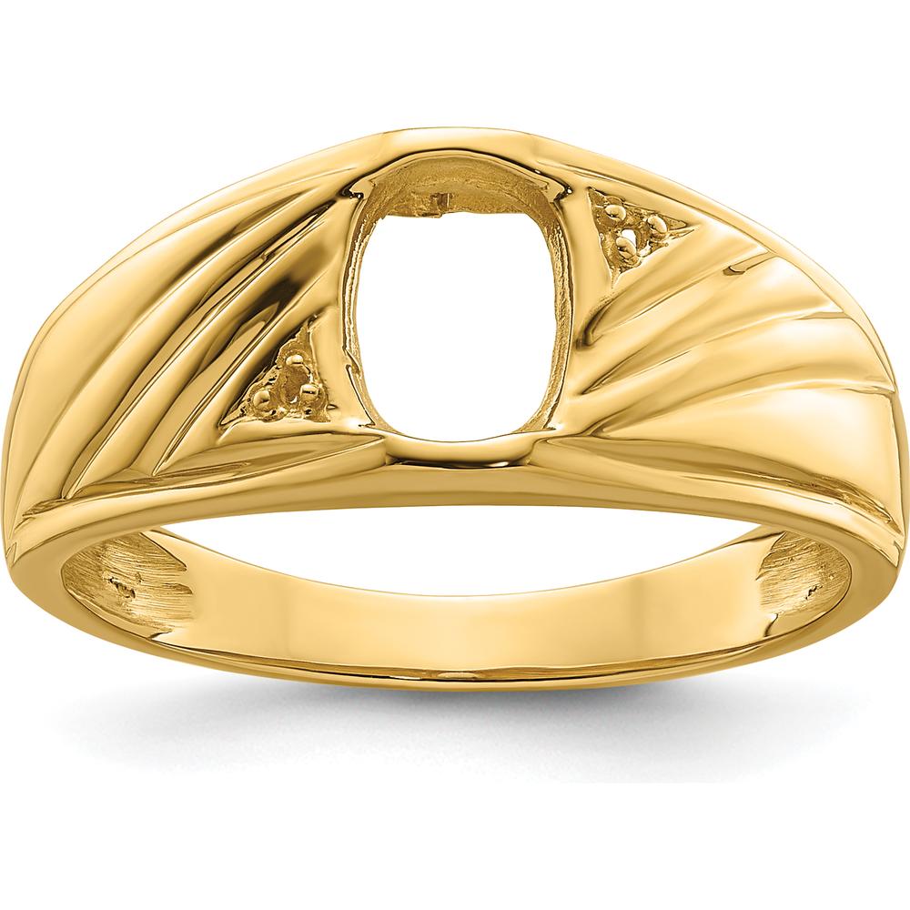 14K Yellow Gold Men's Polished Oval Mounting Ring for Onyx or Diamond Center Stone by Monteluci Fine Jewelry