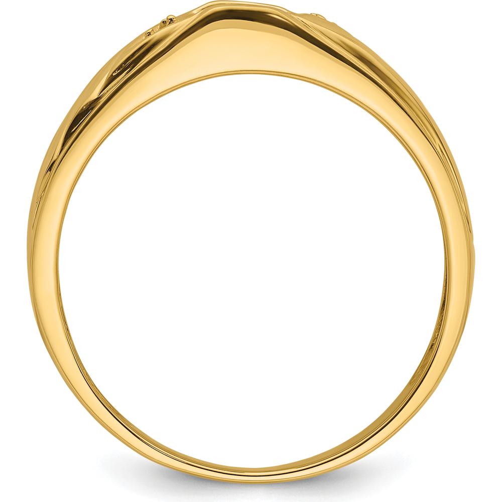 14K Yellow Gold Men's Polished Oval Mounting Ring for Onyx or Diamond Center Stone by Monteluci Fine Jewelry
