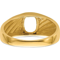 14K Yellow Gold Men's Polished Oval Mounting Ring for Onyx or Diamond Center Stone by Monteluci Fine Jewelry