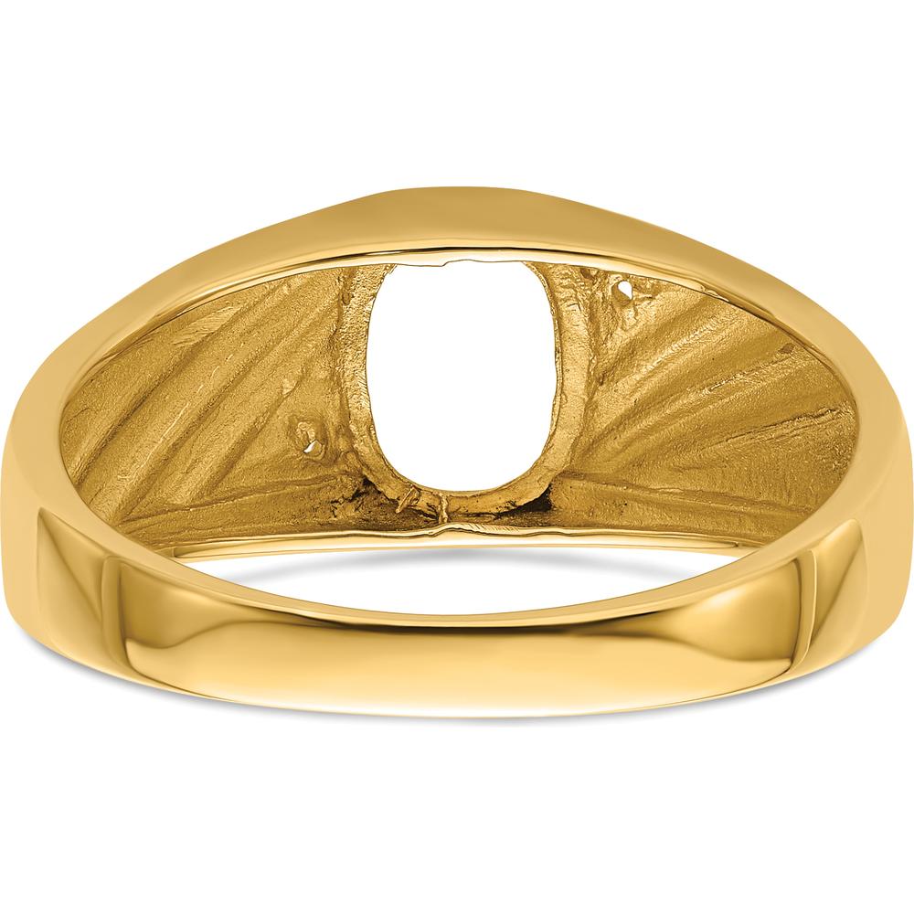 14K Yellow Gold Men's Polished Oval Mounting Ring for Onyx or Diamond Center Stone by Monteluci Fine Jewelry
