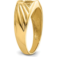 14K Yellow Gold Men's Polished Oval Mounting Ring for Onyx or Diamond Center Stone by Monteluci Fine Jewelry