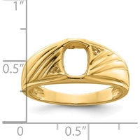 14K Yellow Gold Men's Polished Oval Mounting Ring for Onyx or Diamond Center Stone by Monteluci Fine Jewelry