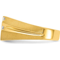 14K Yellow Gold Men's Polished Satin and Grooved 1/4 Carat Diamond Ring - AA Quality by IBGoodman