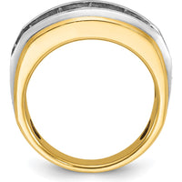 14K Yellow Gold Men's Polished Satin and Grooved 7-Stone Ring Mounting by IBGoodman