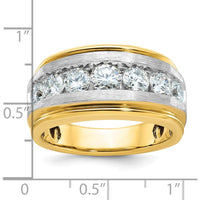 14K Yellow Gold Men's Polished Satin and Grooved 7-Stone Ring Mounting by IBGoodman