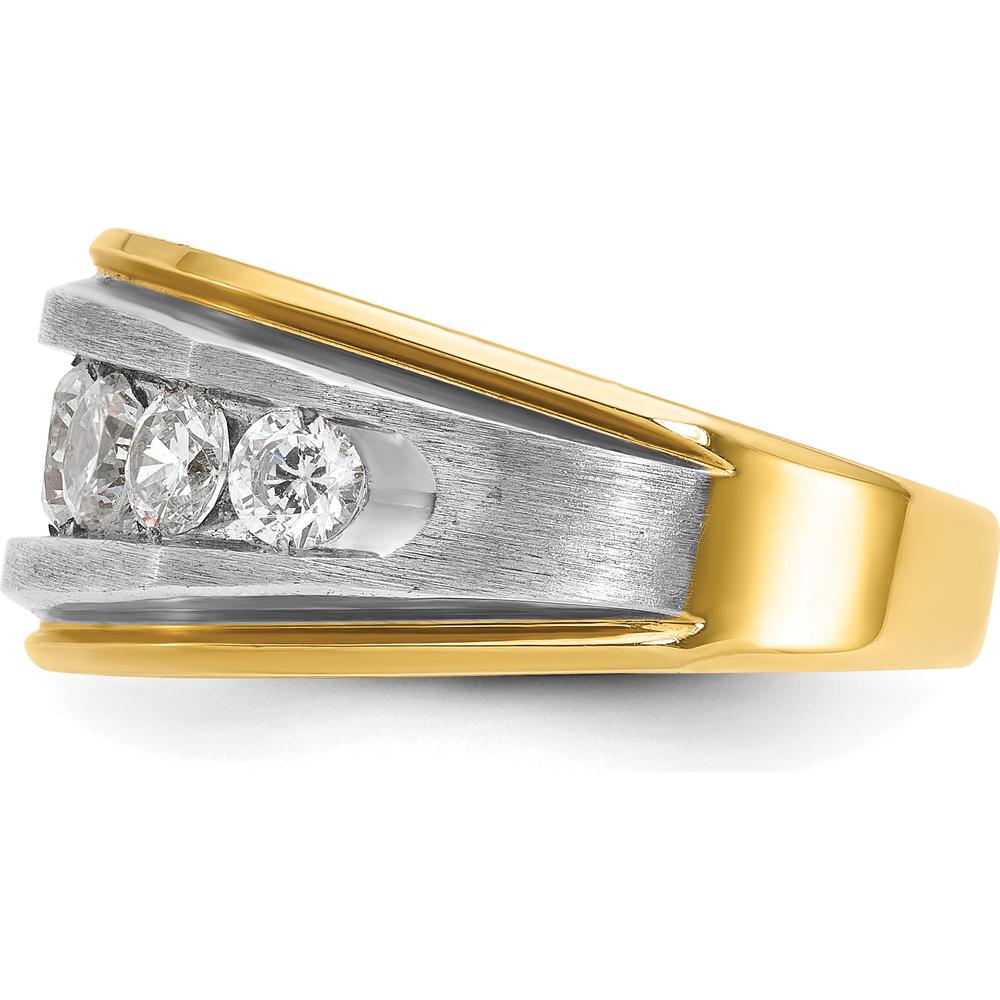 14K Yellow Gold Men's Polished Satin and Grooved 7-Stone Ring Mounting by IBGoodman