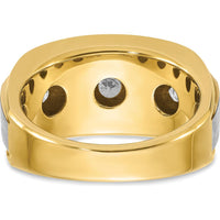 14K Yellow Gold Men's Polished Satin and Grooved 7-Stone Ring Mounting by IBGoodman