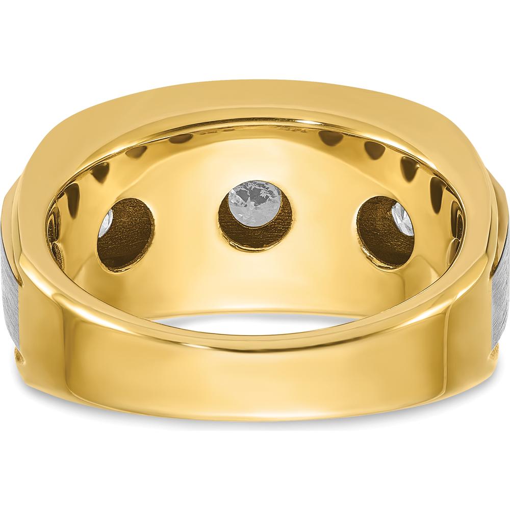14K Yellow Gold Men's Polished Satin and Grooved 7-Stone Ring Mounting by IBGoodman